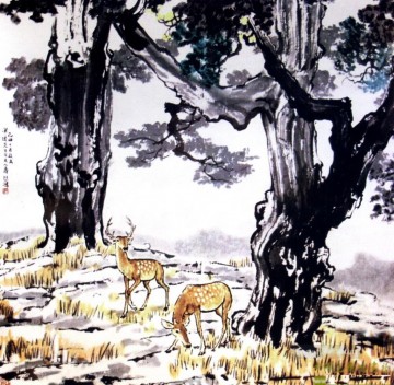Xu Beihong deer old Chinese Oil Paintings